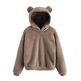 thumbnail image 2 of Sudadera con capucha de orejas de conejo de manga larga para mujer, Sudadera con capucha de felpa cálida, Tops casuales, Otoño e Invierno, 2 of 5