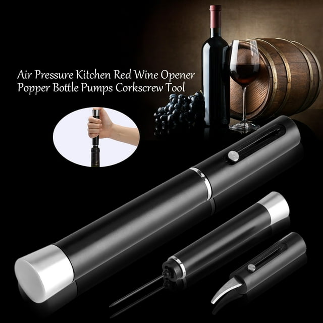 Wine Opener Air Pressure Kitchen Red Wine Bottle Opener Corkscrew Tool Black With Blade