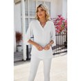 thumbnail image 2 of Anbech Women's 3/4 Sleeve Chiffon Blouse Shirt 2024 Trendy V-Neck Flowy Elegant Business Casual Tshirt, 2 of 8