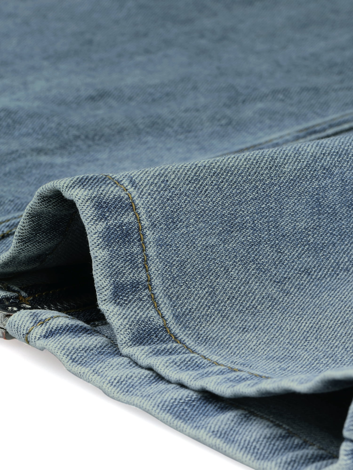 DARING DIVA Women Denim Zipper Front Split Long Jean Skirt with Pockets S Blue