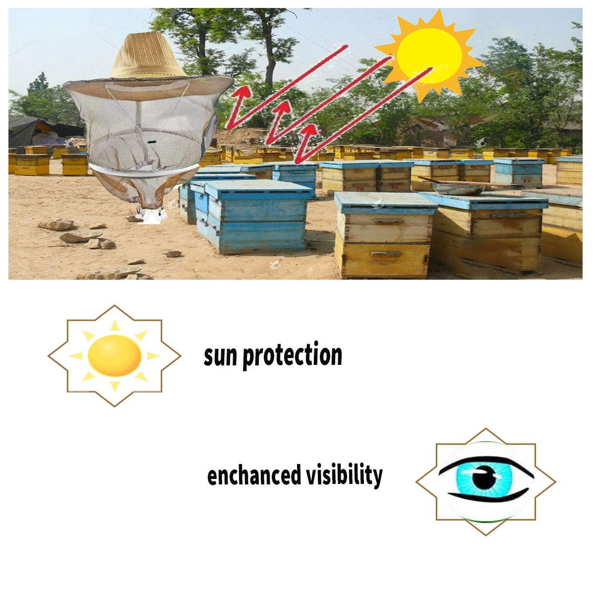 Beekeeping Veil Hat Beekeeper Hat with Anti-bee Netting Professional Bee Keeping Supplies