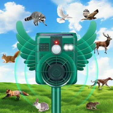 Kqiang Solar Animal Repeller with Ultrasonic Motion Sensor and LED Lights, Waterproof, 1 Pack, 5.3" x 4.2" x 3.7"