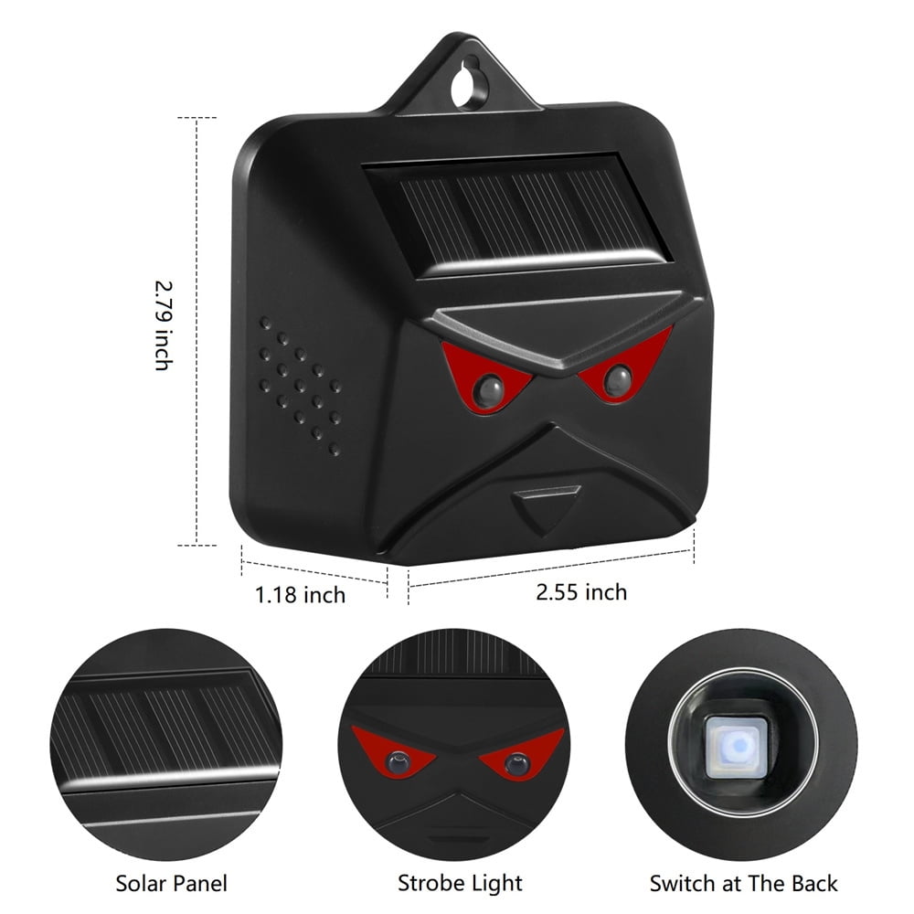 JINYI 4 Pack Solar Animal Repeller Outdoor with Red LED Lights Humane Repulsion Owl, Bird etc