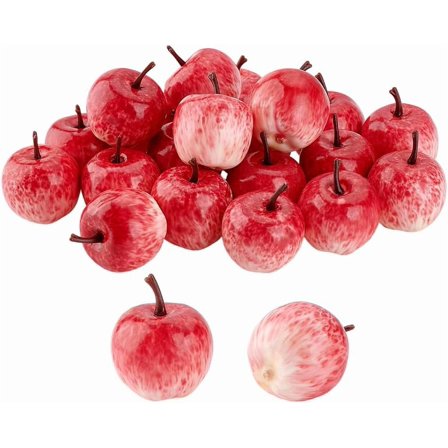 20pcs Mini Red Apples 1.4x1.7 Inch Artificial Decorative Plastic Fruits Realistic Small Dector Apples
