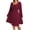 Red, variant on Cuteduck Women's Plus Size Knits Fall Spring Long Sleeve Round Neck Puff Sleeve with Bow Detail Fitted A-Line Solid Color Casual Comfortable Dress 1X-5X