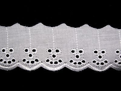 Lily 1" 3 Holes White Gathered Ruffled Cotton Eyelet Lace Trim Sewing Notions 