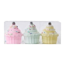 HCTSHG 3/4 Pcs Christmas 3D Cupcake Ornaments for Christmas Tree Hanging Candy Cane Cupcake Ornaments Lollipop Dessert Decoration for Xmas Party Tree Pendant Decorations