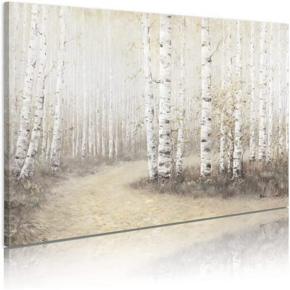 Aaheei Birch Forest Wall Art Tree Canvas Gold Living Room Decor for Bathroom Bedroom Ready to Hang
