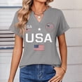thumbnail image 4 of Iaqnaocc 4th Of July Womens Tops Summer America 250 V Neck Vintage Shirts Patriotic 250 anniversary usa flag Plus Size Short Sleeve Tee Shirts Light Gray XXL, 4 of 6