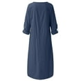thumbnail image 5 of up to 60% off Gifts Usmixi Summer Dresses for Women Casual Loose Pocket Soft Cotton Linen Long Dresses 2023 3/4 Sleeve Round Neck Solid Maxi Formal Dress Navy XXL, 5 of 7