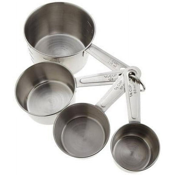 GoodCook Stainless Steel Measuring Cup Set, 4-Piece with Storage Ring, Silver