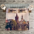 thumbnail image 3 of Ambesonne City Quilted Bedspread Set 3 Pcs, Prague River and Bridge, King Size, Multicolor, 3 of 3