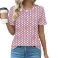 thumbnail image 2 of XUNKUSGA Womens Blouses Polka Dot Boho T-shirt Oversized Round Neck Tops Light Breathable Summer Outfits 2025, 2 of 5