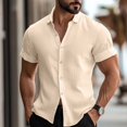 thumbnail image 2 of Men's Summer Casual Short Sleeve Shirt Classic Beach Bowling Button Up Shirt Lightweight Breathable Comfortable Stylish Mens Basic Tee Shirts Summer Classic T-Shirts, 2 of 5