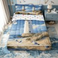 thumbnail image 3 of Erosebridal Vintage Beach Lighthouse Zipper Full Size Comforter Sets with Fitted Sheet and 2 Pillowcases for Girls Boys, Seagull Sand Ocean Zipper Bedding Set, Polkadot Reversible, 4-Piece, 3 of 7