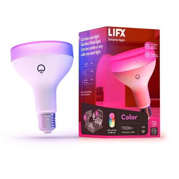 LIFX Color, BR30 1100 lumens, Wi-Fi Smart LED Light Bulb, Billions of Colors and Whites, No bridge required, Works with Alexa, Hey Google, HomeKit and Siri