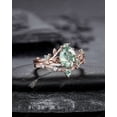 thumbnail image 4 of Nature Inspired Moss Agate Leaf Engagement Ring Set, Oval Shape Mossy Agate Rose Gold Wedding Set, Twig Branch Bridal Set Anniversary Ring, 4 of 5