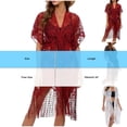 thumbnail image 3 of BLTIBY Kimonos Swimsuit Cover up for Women Lace Cardigan Summer Kimono Open Front Sheer Long Boho Coverups Red Free Size, 3 of 6