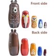 thumbnail image 3 of 5 piezas lindas muñecas anidadas grandes - Objetos pequeños de madera hechos a mano con diferentes patrones - Muñeca Matryoshka Muñecas de madera hechas a mano Patrón de animales de dibujos animados J, 3 of 5