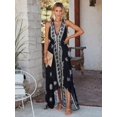 thumbnail image 6 of Women Wild Floral Print Backless Sexy Beach Bohemian Maxi Dress Lady High-Low Tassel Strapless Vacation Boho Dress, 6 of 6