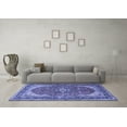 thumbnail image 3 of Ahgly Company Machine Washable Indoor Square Medallion Blue Traditional Area Rugs, 4' Square, 3 of 4