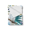 thumbnail image 2 of Tropical Soft Flannel Fleece Blanket, Watercolor White Parrot Birds on Palm Tree Branches Leaves Exotic Nature Artwork, Cozy Plush for Indoor and Outdoor Use, 50" x 60", Multicolor, by Ambesonne, 2 of 5