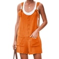 thumbnail image 1 of Daeful Jeans Pants Solid Color Romper Adjustable Strap Jumpsuits Ladies Plain Wide Leg Suspender Denim Bib Overalls Orange 3XL, 1 of 2