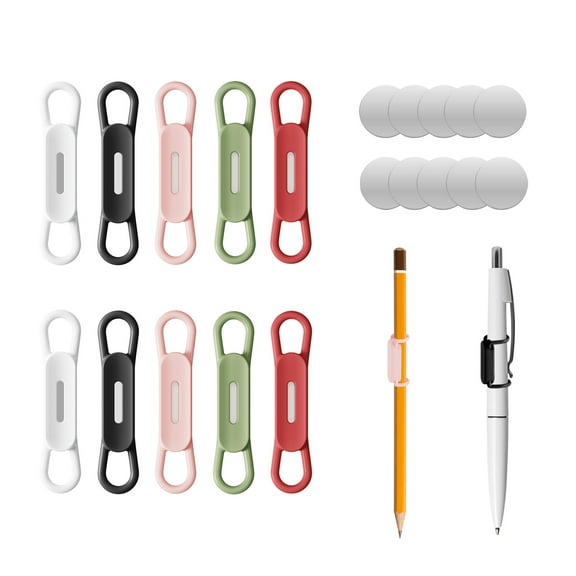 UMUST 10pcs Magnetic Silicone Pen Holder, Pen Cap Clip Pen Holder, Removable Pen Holder with Magnet Pad for Desktop, Fridge, Whiteboard, etc.
