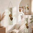 thumbnail image 3 of Macrame Wall Hanging 26.77x7.87 Inch Handwoven Cotton Rope Leaf Tapestry with Wooden Bead Fringe for Bedroom Headboard Living Room Boho Wall Decor, 3 of 6