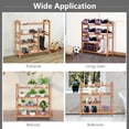 thumbnail image 6 of 4-Tier Bamboo Shoe Rack with Boots Storage, Freestanding Wooden Display Shelf with Handle, Multifunctional Storage Organizer for Bathroom Entryway, Hallway, Living Room Plant Stand, 6 of 8