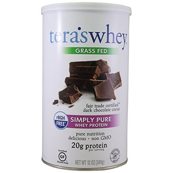 Tera's Whey rBGH Free Whey Protein Powder, Dark Chocolate Cocoa, 20g Protein, 0.75 Lb