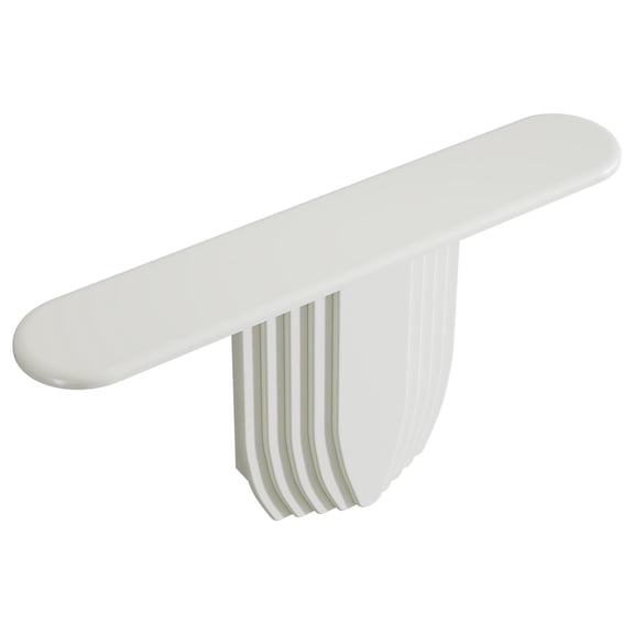 Demi Bonn 63" Modern White Console Table - Geometric Base, Wooden Entryway Sofa Table, for Entryway/Foyer, White
