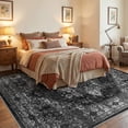 thumbnail image 3 of UERMEI 8x10 Washable Area Rugs for Living Room, Modern Vintage Printed Rug, Vacuum-Friendly, Non Slip Indoor Rug for Bedroom Dining Room Home Decor Carpet, Black, 3 of 8