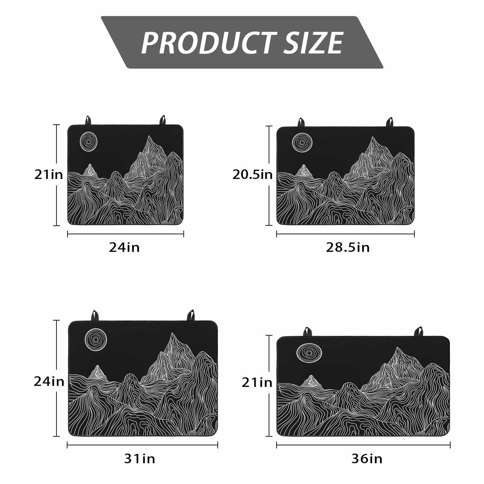 Mountain Line Stove Top Cover for Electric Stove, Heat-proof & Non Slip Glass Top Stove Cover Protector, Minimalist Abstract Landscape Art Sun Black Kitchen Flat Cooktop Rubber Mat 24x21 Inches