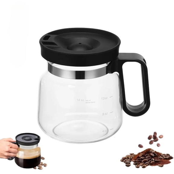 Glass Coffee Mug with Lid, 16 oz Coffee Pot Style Cup for Tea Iced Coffee Clear 1 or 2 Pack