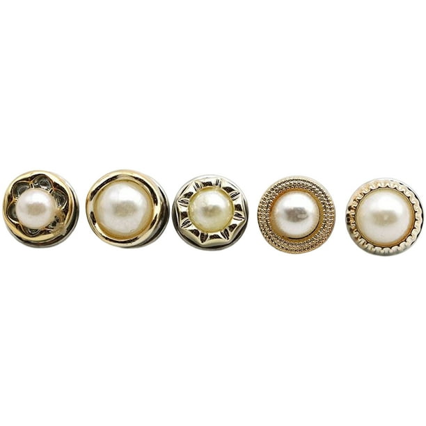 Wosthever 30 piezas camisa suéter vástago botón reemplazo ropa abrigo botones de Metal broche Pin gemelos insignia accesorios de costura Tela de costura y artesanía Perla/54-58