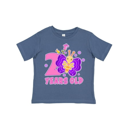 

Inktastic 2 Years Old with Butterfly and Flowers Girls Toddler T-Shirt