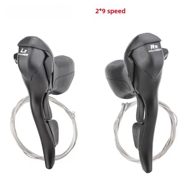 microNEW 2x9 Speed R9 Road Bike Dual Control Shifters with Integrated Brake Levers - Left & Right Set, Precise Gear Changes, Compact Design, Durable Construction, Easy Installation, Includes Cable