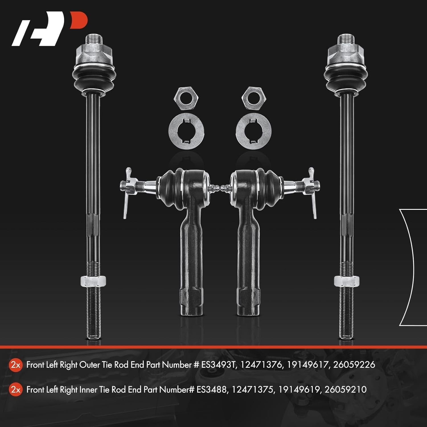 A-Premium Set of 4 Inner & Outer Tie Rod End Kit Compatible with 1999-2006 Chevy Silverado 1500 2500 Suburban 1500 2500 Avalanche Tahoe GMC Sierra Yukon XL Cadillac Escalade # ES3488 ES3493