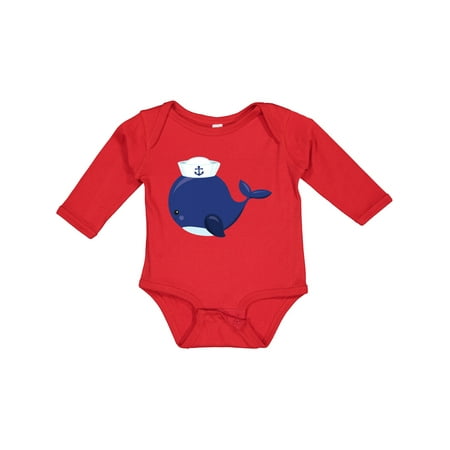 

Inktastic Sailor Whale Little Whale Cute Whale Blue Whale Gift Baby Boy or Baby Girl Long Sleeve Bodysuit