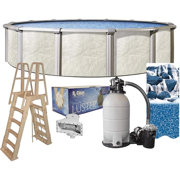 Lake Effect Pools Fallston 27' Round 52" Wall Above-Ground Swimming Pools, Full Start-up Kit