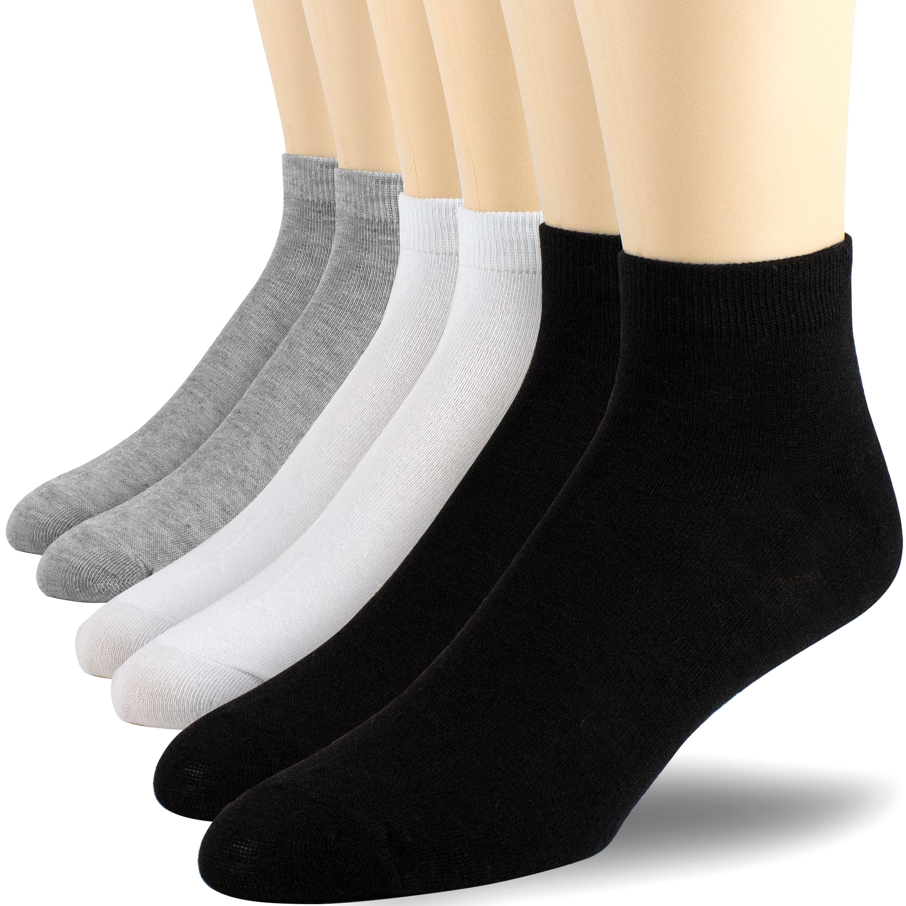 12 Pairs Ankle Quarter Crew Mens Sport Socks White 2 Tone Cotton Size 9-11 10-13 