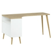 Tvilum Diana 2 Drawer Office Desk with 3 Shelves for Adults, White and Oak Structure