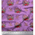 thumbnail image 1 of Soimoi Tissu Crêpe en polyester Violet Tissu Imprimé Animal Cerf 1 Yard 42 Pouces de Large, 1 of 3
