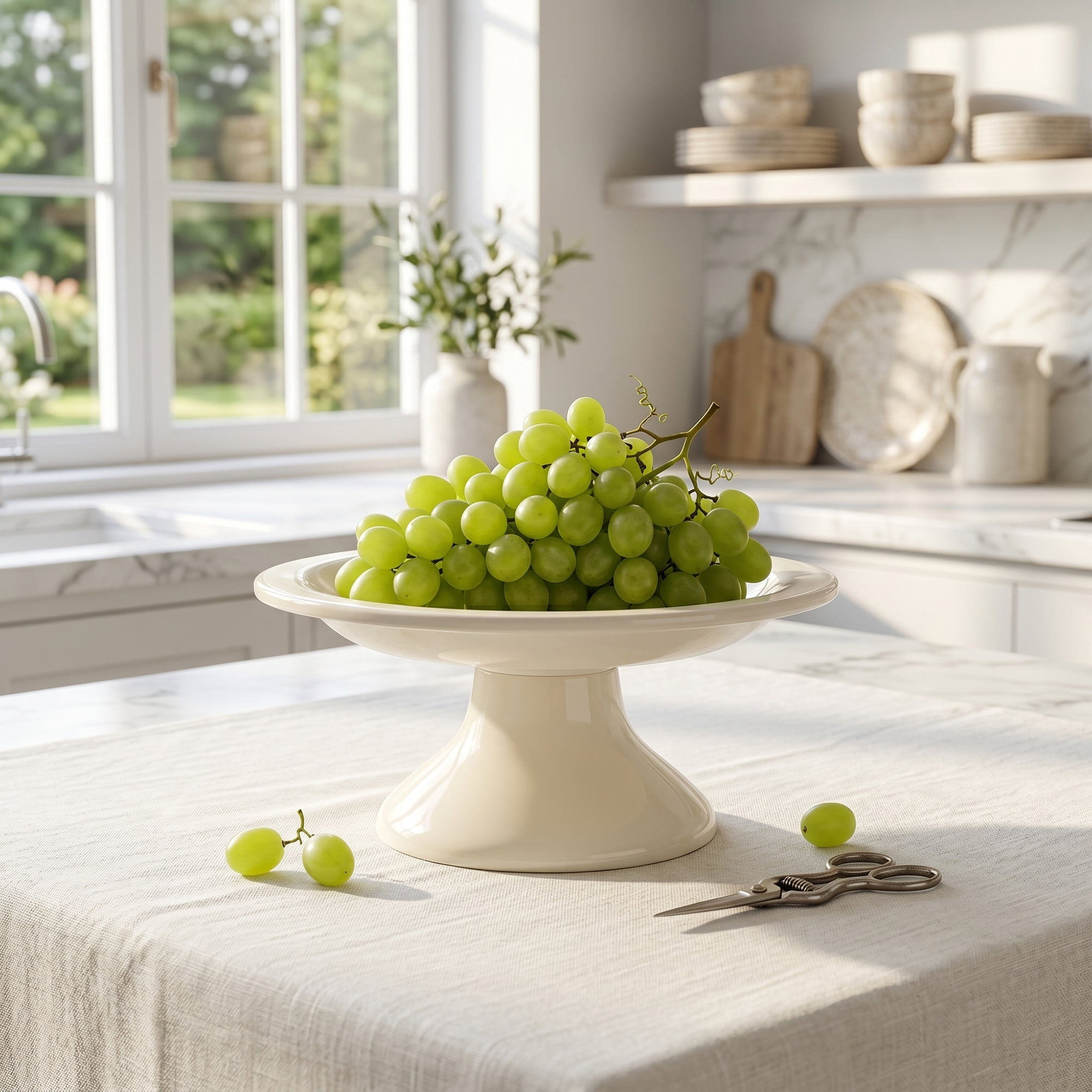 Unique Bargains Modern Fluted Decorative Scalloped Pedestal Bowl White 6.3" x 6.3" x 2.8"