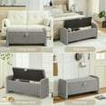 thumbnail image 6 of 44'' Corduroy Storage Ottoman Bench, Upholstered End of Bed Storage Bench with Safety Hinge, Linear Bed Bench for Bedroom, Living Room, Entryway, Grey, 6 of 8