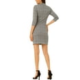 thumbnail image 3 of INSPIRE CHIC Vestido Vintage de Mujer con Manga 3/4 y Cuello Alto a Cuadros XS Negro Marrón, 3 of 6