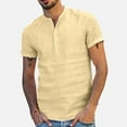 thumbnail image 2 of FRSASU Men Blouse Baggy Cotton Linen Soid Color Short Sleeve Retro T Shirts Tops Blouse, 2 of 8