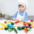 thumbnail image 3 of Juego de casa de juego creativa de madera maciza para niños, juguetes educativos cognitivos de corte con velcro de verduras y frutas, 3 of 5