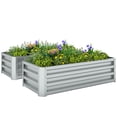 thumbnail image 1 of Outsunny Ensemble de 2 Bacs de Jardin Surélevés, Jardinière Galvanisée, Argent, 1 of 10